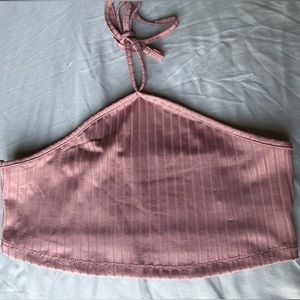 XS Dusty Pink Maternity Rib Knit Halter Top & Pencil Skirt Set